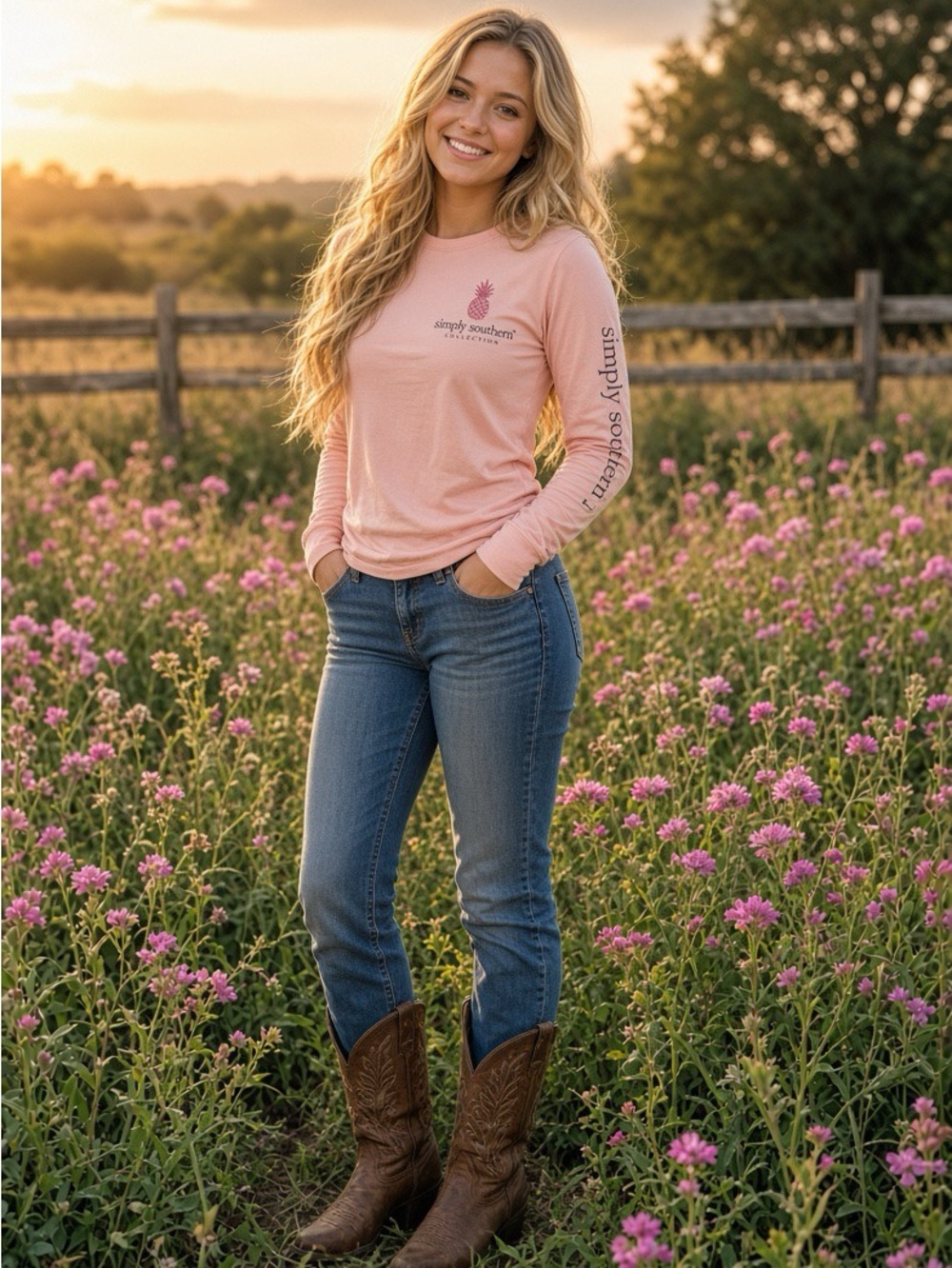 Simply Southern Blush Pink Long Sleeve Tee
